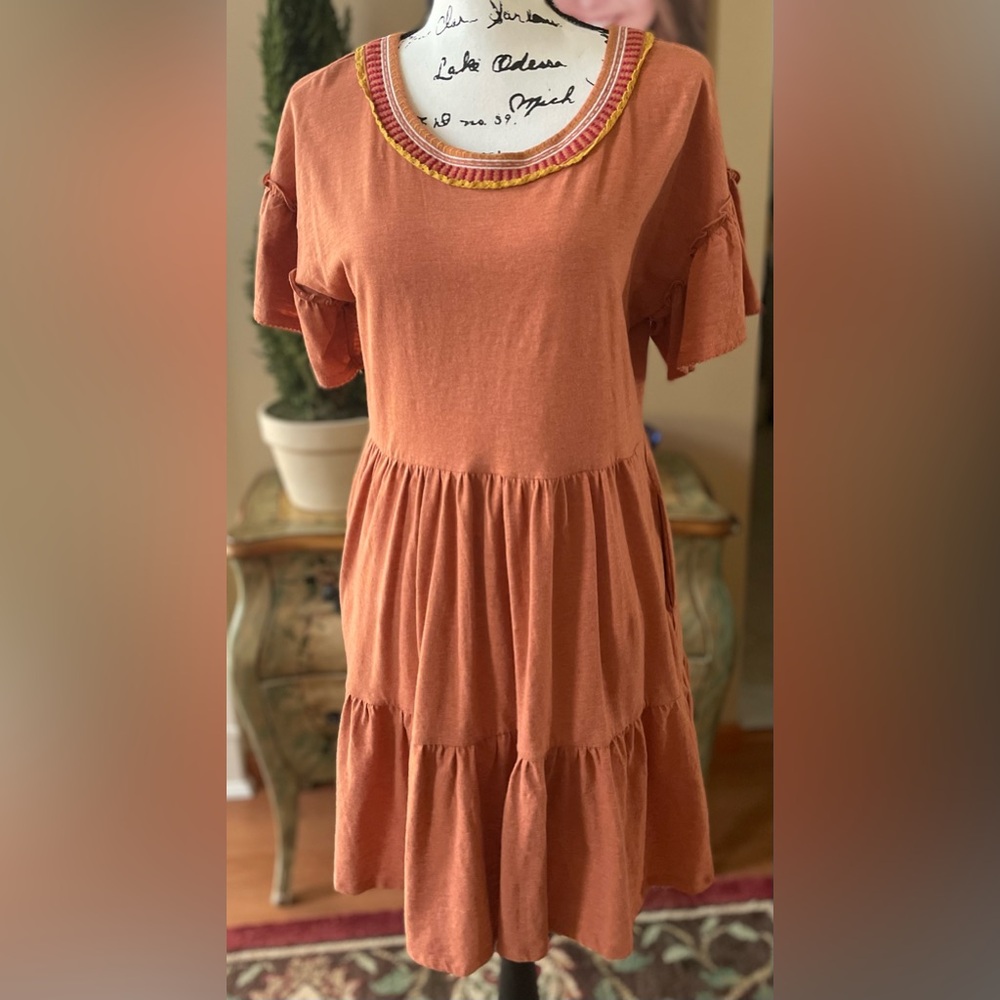 “MATILDA JANE” Terracotta Casual Cotton Dress.
Size: S - Picture 1 of 7